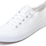 Women's White Canvas Slip On Sneakers Casual Comfortable Flat Walking Shoes